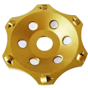 Kopslibeskive Ø125 mm med 6 PCD-segmenter til fjernelse af epoxy, maling, lim og spartel. Passer til vinkelsliber og betonhøvl.